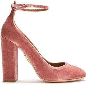 Aquazzura Alix 105 Velvet Ankle Strap Heels